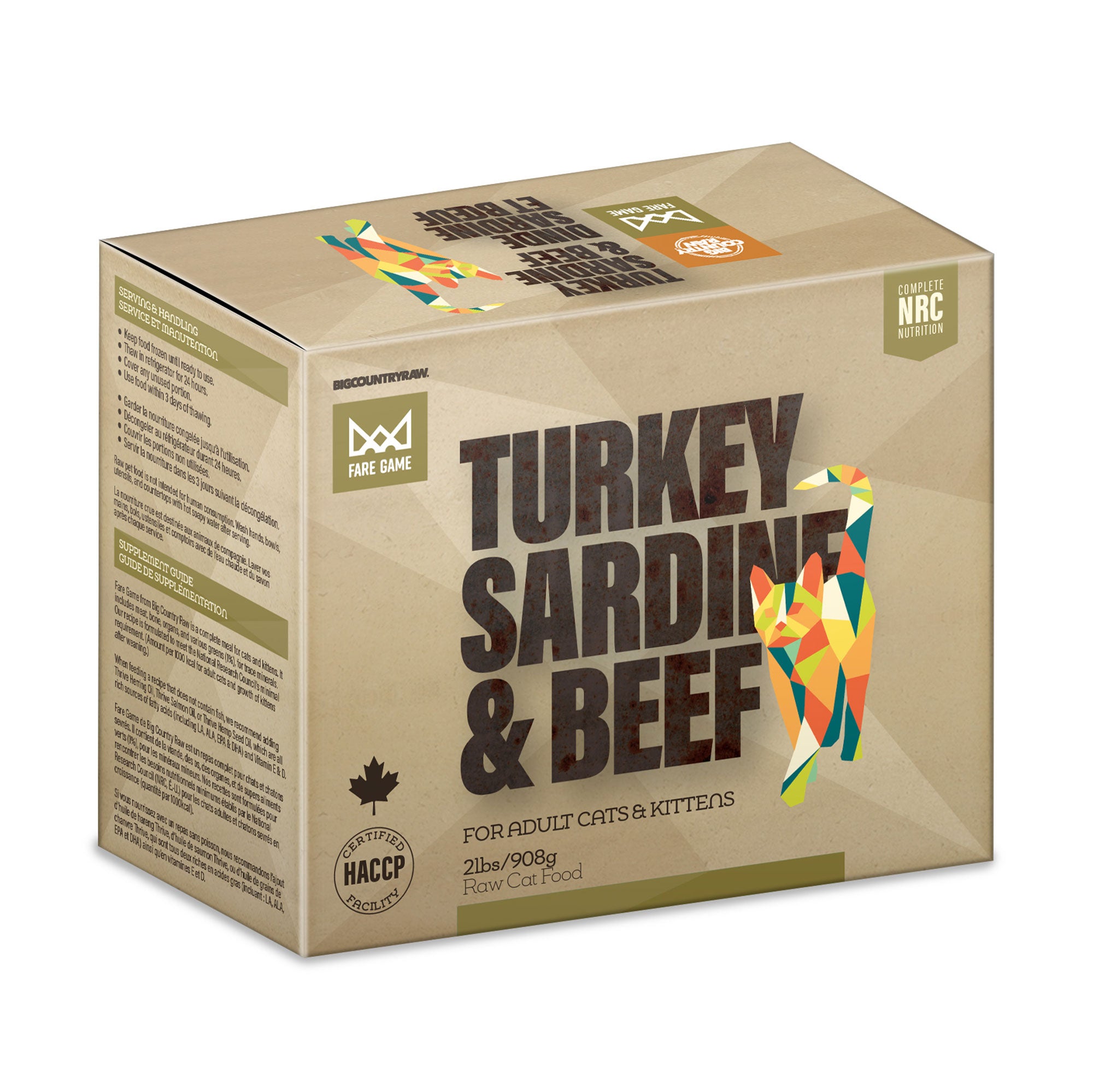 Big Country Raw | Fare Game | Turkey & Sardines with Beef (2lb) | Frozen Raw Cat Food