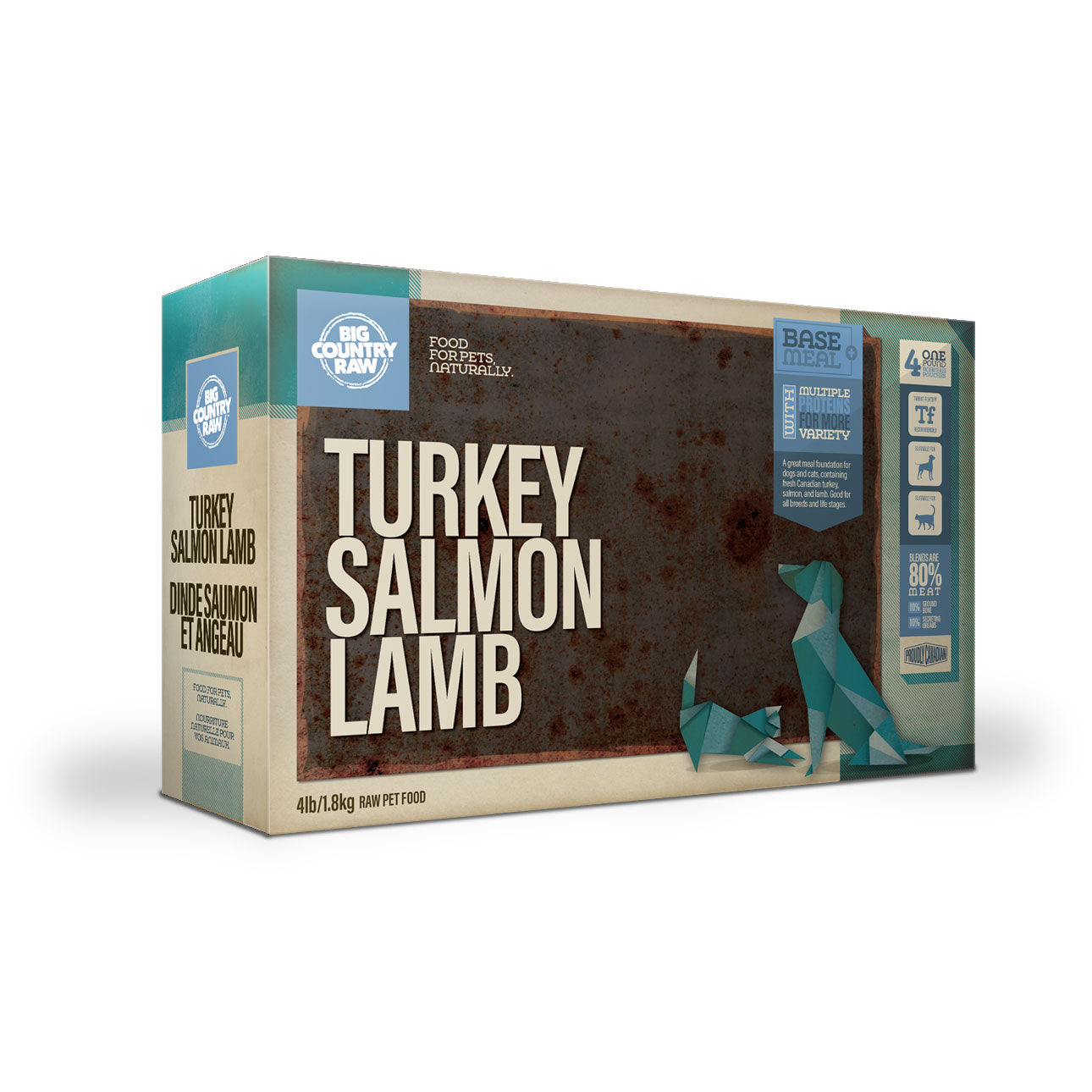 Big Country Raw - Turkey Salmon Lamb Carton (4lb) | Raw Pet Food Toronto