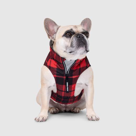Canada Pooch Thermal Tech Fleece Red Plaid Dog Vest - Size 16