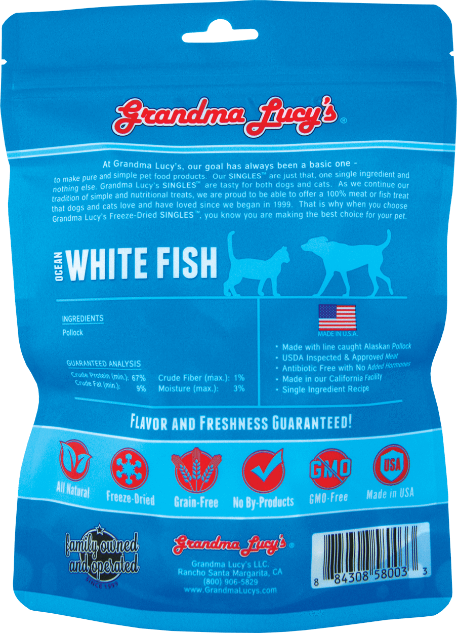 Grandma Lucy's Freeze-Dried Singles Ocean White Fish Dog & Cat Treats