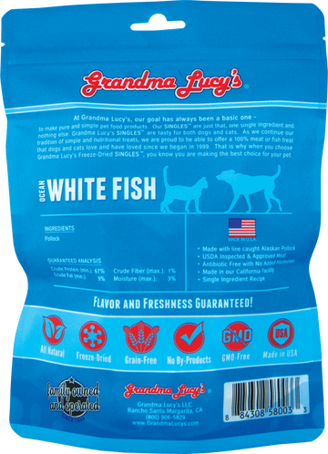 Grandma Lucy's Freeze-Dried Singles Ocean White Fish Dog & Cat Treats