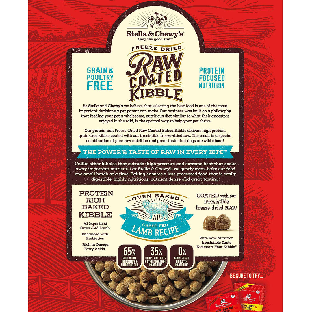 Stella & Chewy's - Grass-Fed Lamb Raw Coated Kibble (Grain Free Dry Dog Food) - ARMOR THE POOCH