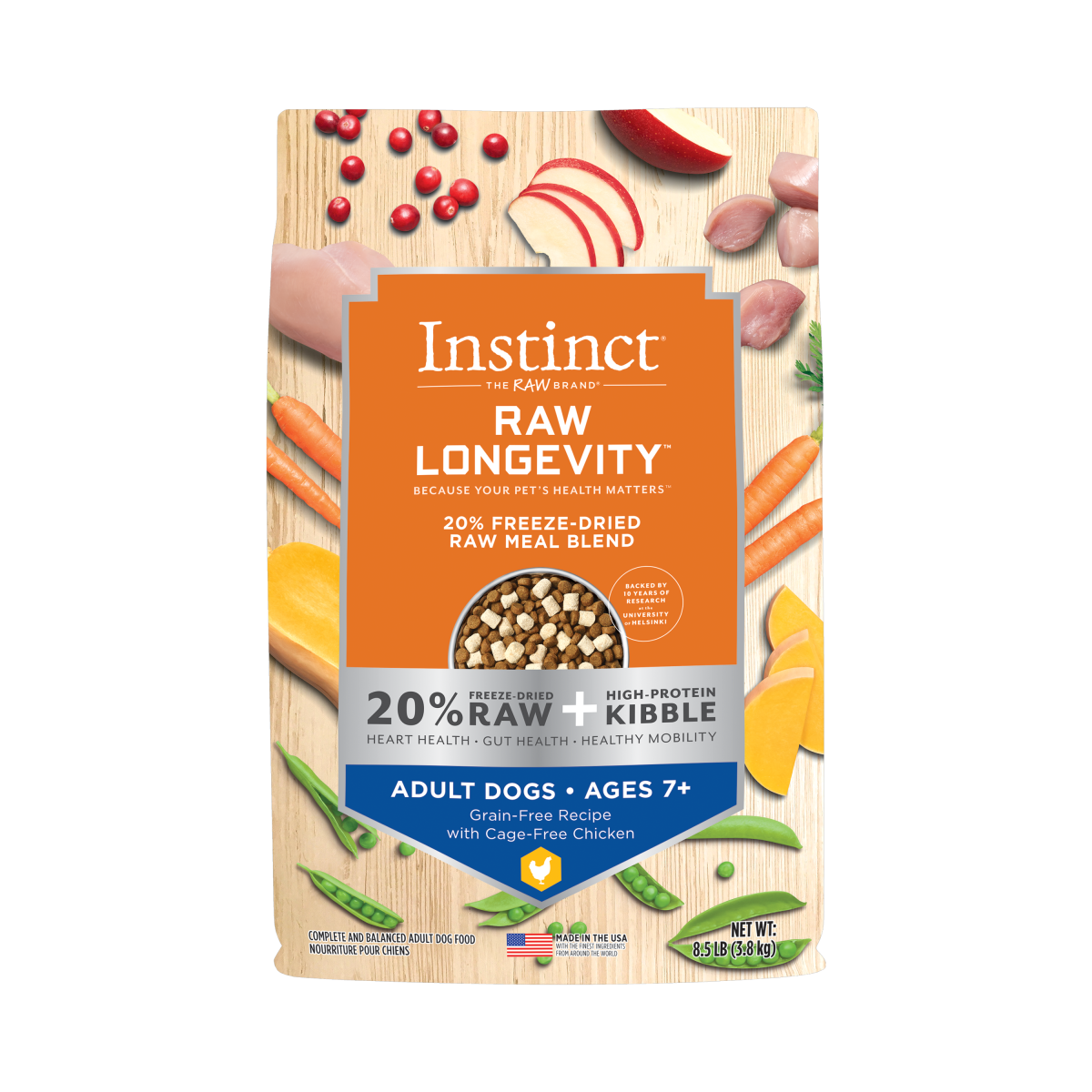 Instinct - Raw Longevity 20% Freeze-Dried Raw Meal Blend Cage-Free Chicken Recipe (For Adults 7+)