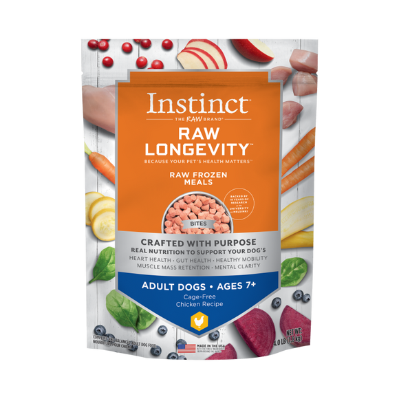 Instinct - Raw Longevity Frozen Bites Cage-Free Chicken Recipe (For Adults 7+)