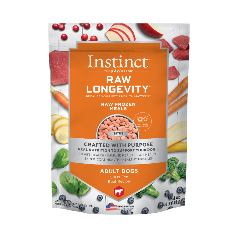 Instinct - Raw Longevity Frozen Bites Grass-Fed Beef Recipe - Frozen Product