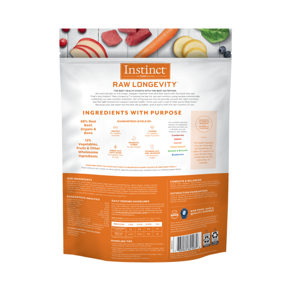 Instinct - Raw Longevity Frozen Bites Grass-Fed Beef Recipe - Frozen Product