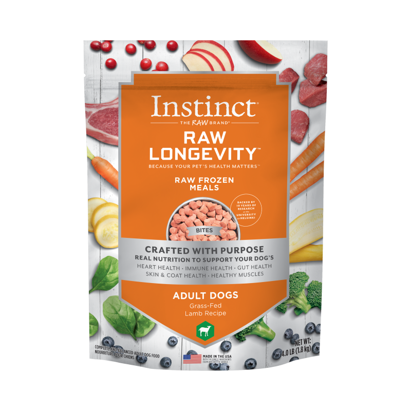 Instinct - Raw Longevity Frozen Bites - Grass-Fed Lamb Recipe (For Dogs) - Frozen Product