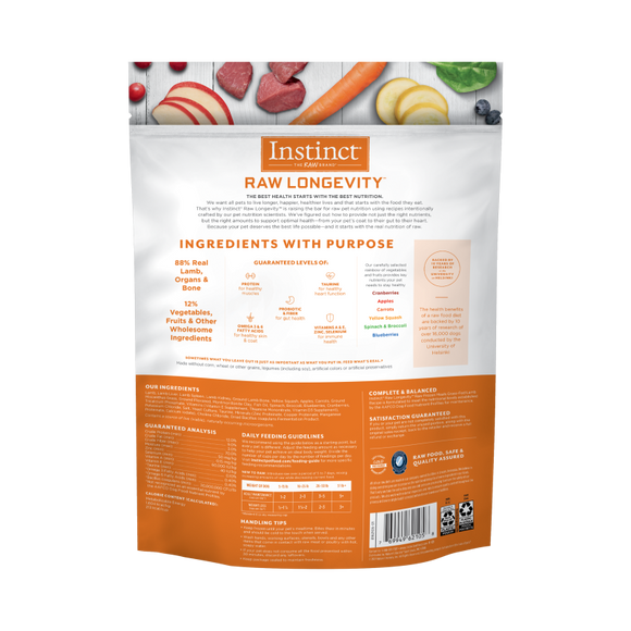 Instinct - Raw Longevity Frozen Bites - Grass-Fed Lamb Recipe (For Dogs) - Frozen Product