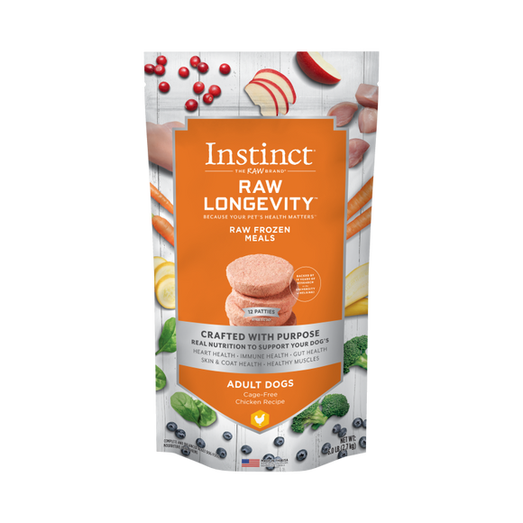 Instinct - Raw Longevity Frozen Patties Cage-Free Chicken Recipe - Caught Cod Recipe - Frozen Product