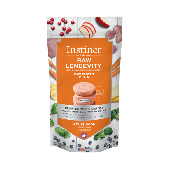 Instinct - Raw Longevity Frozen Patties Farm-Raised Rabbit Recipe - Frozen Product