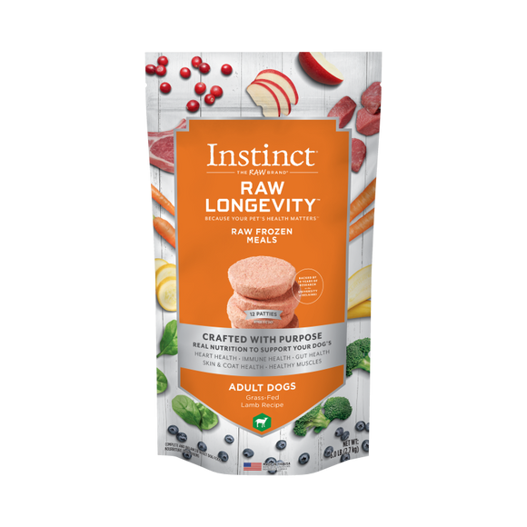 Instinct - Raw Longevity Frozen Patties Grass-Fed Lamb Recipe - Frozen Product