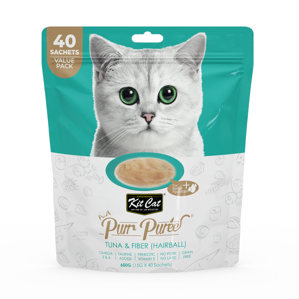 Kit Cat - Kit Cat Purr Puree - Tuna & Fiber Hairball Control (Cat Treat)