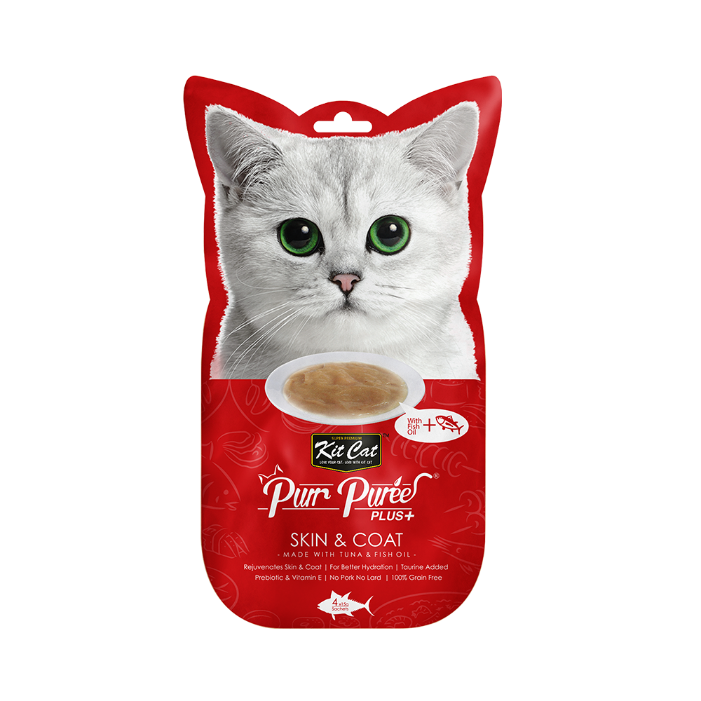 Kit Cat - Kit Cat Purr Puree Plus - Tuna & Fish Oil Skin & Coat Treat (Cat Treat) | Wet Cat Treat