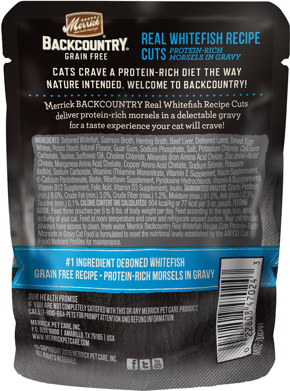 Merrick - Backcountry Grain Free Real Whitefish Recipe Cuts (Grain Free Adult Wet Cat Food)