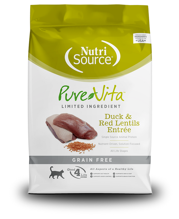 NutriSource - PureVita - Grain Free Duck & Red Lentils Entrée (Dry Cat Food)