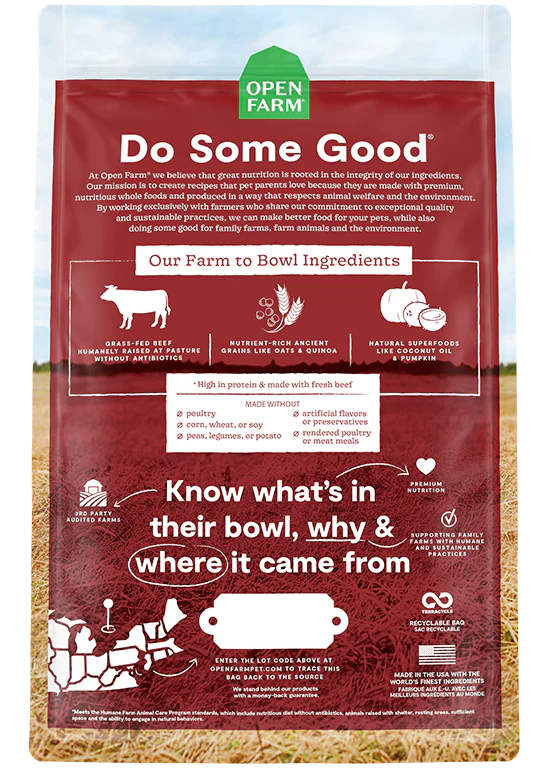 Open Farm | Grass Fed Beef & Ancient Grains | Dry Dog Food Near Me | ARMOR THE POOCH