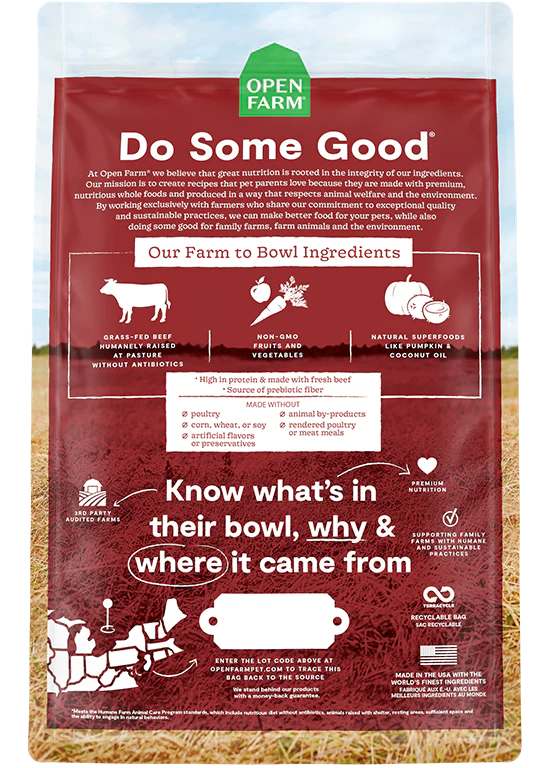 Open Farm | Grass Fed Beef Dry Dog Food | ARMOR THE POOCH
