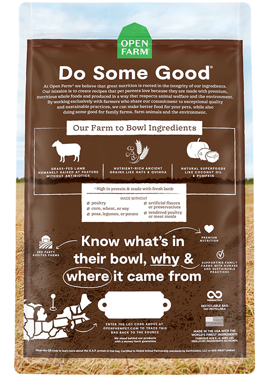 Open Farm | Pasture Raised Lamb & Ancient Grains | Dry Dog Food Near Me Toronto | ARMOR THE POOCH