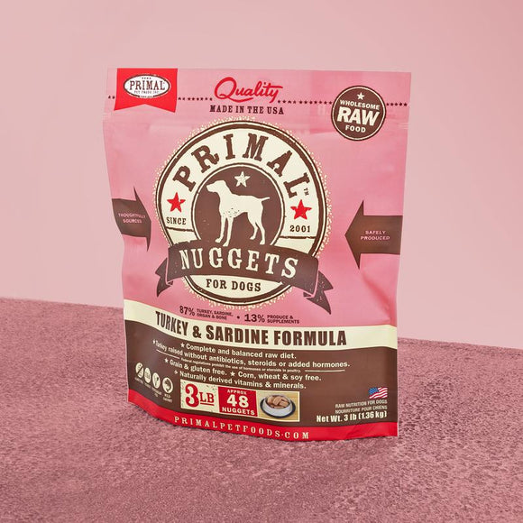 Primal - Raw Turkey & Sardine Nuggets - Frozen Product