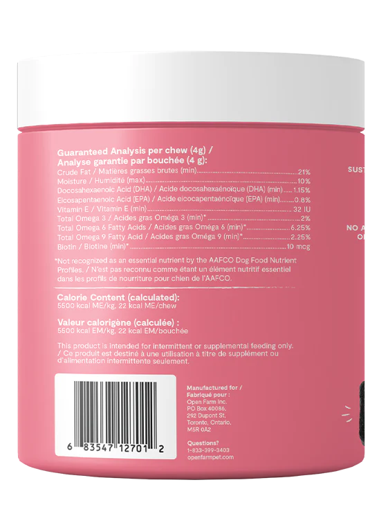 Open Farm | Skin & Coat Supplement Chews for Dogs | ARMOR THE POOCH