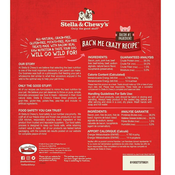 Stella & Chewy's -  Bac'n Me Crazy Wild Weenies Freeze-Dried Raw (Dog Treats)