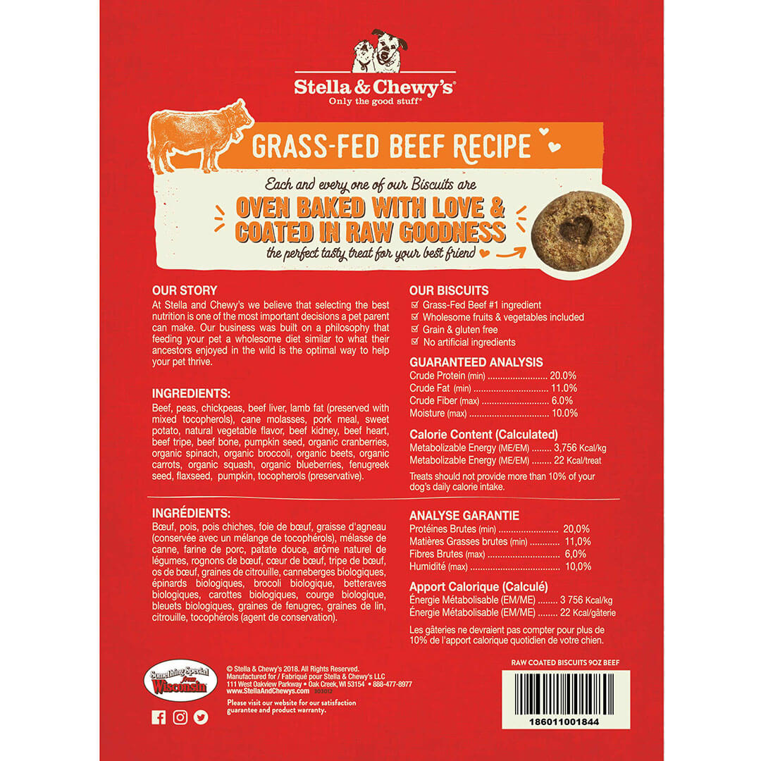 Stella & Chewy's -  Grass Fed Beef Raw Coated Biscuits (Dog Treats)