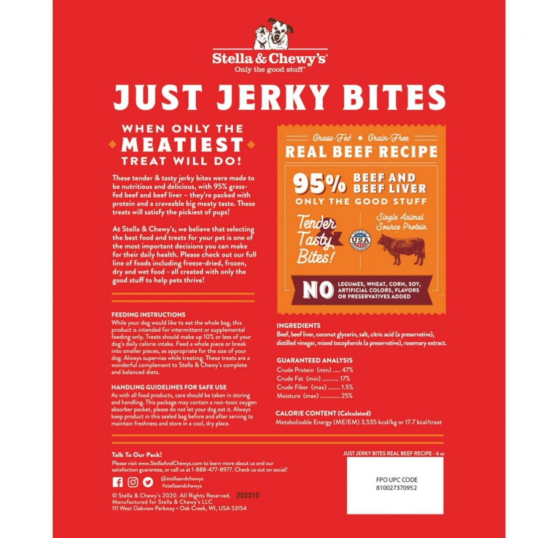 Stella & Chewy's - Just Jerky Bites Real Beef Recipe (Dog Treats)