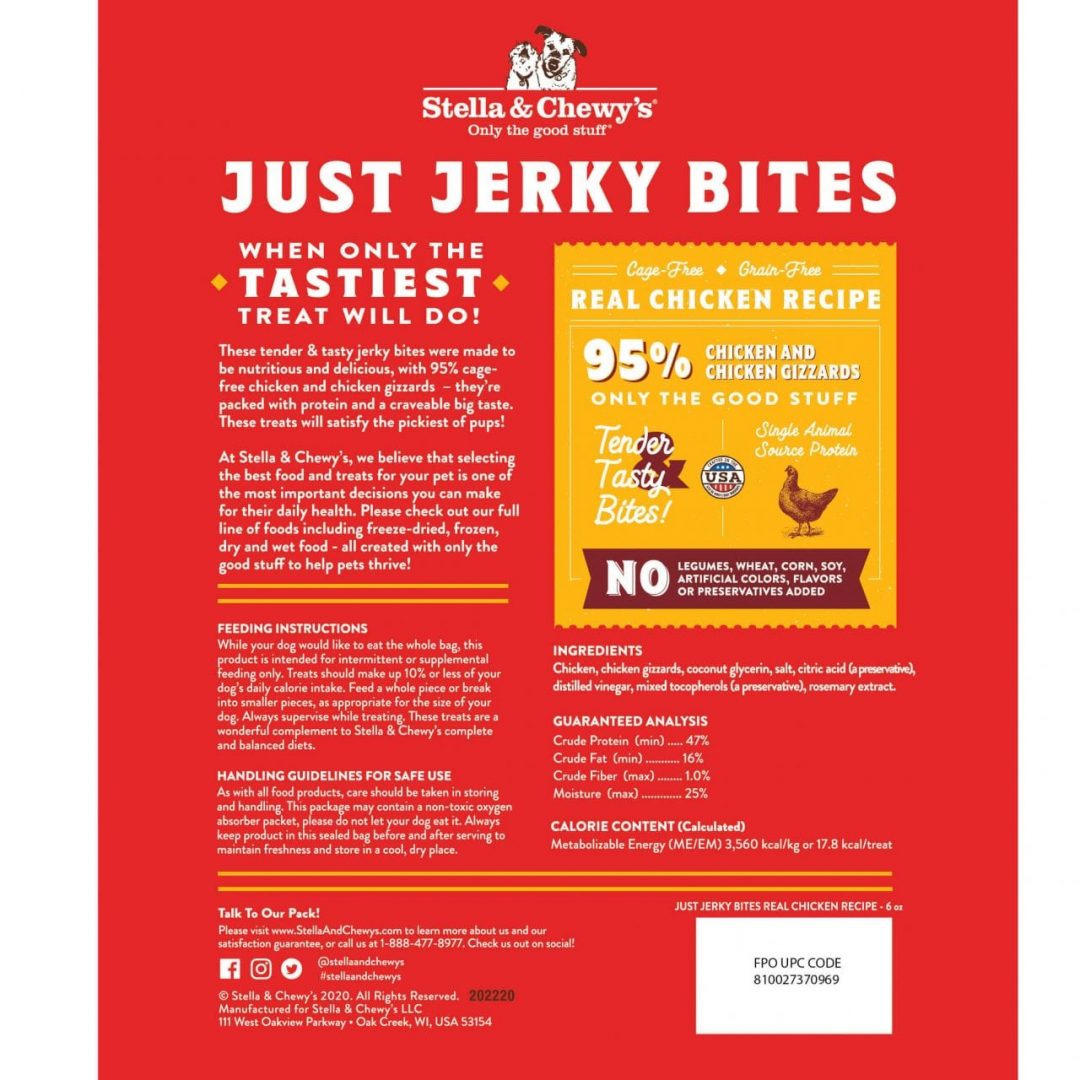 Stella & Chewy's - Just Jerky Bites Real Chicken Recipe (Dog Treats)