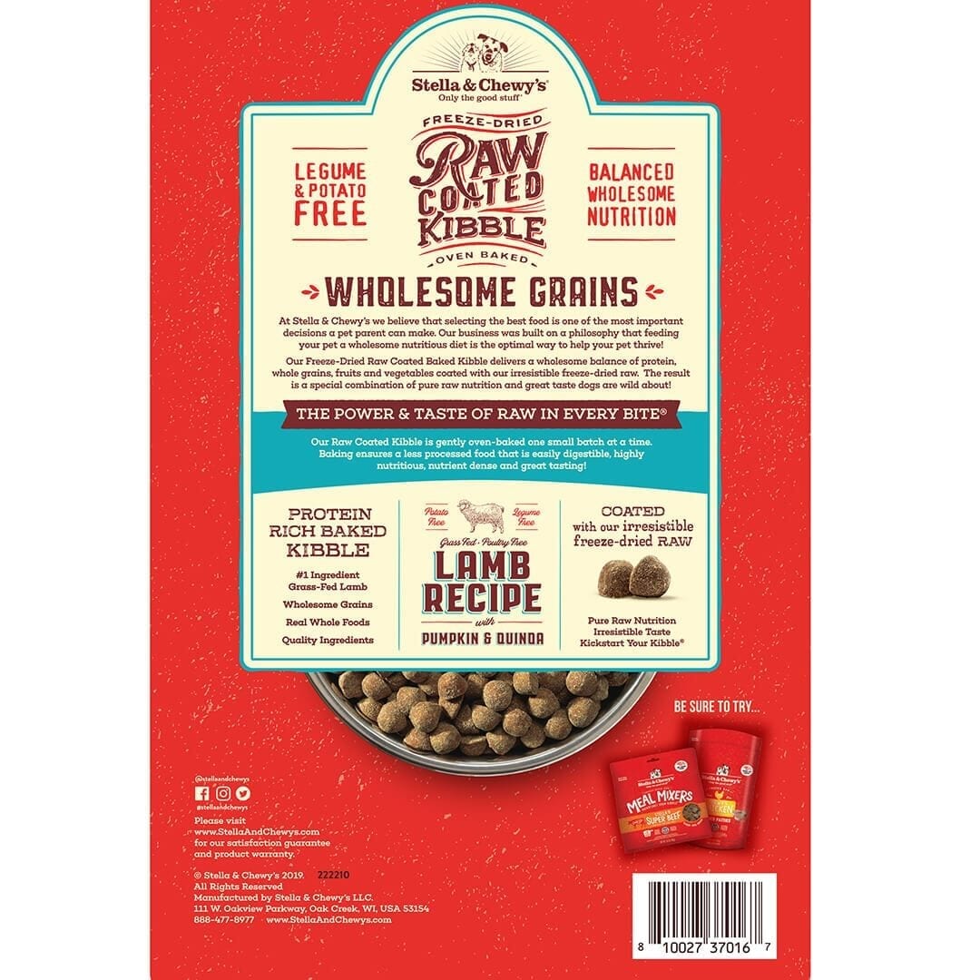 Stella & Chewy's - Lamb Recipe with Pumpkin & Quinoa Raw Coated Kibble Wholesome Grains (Dry Dog Food)