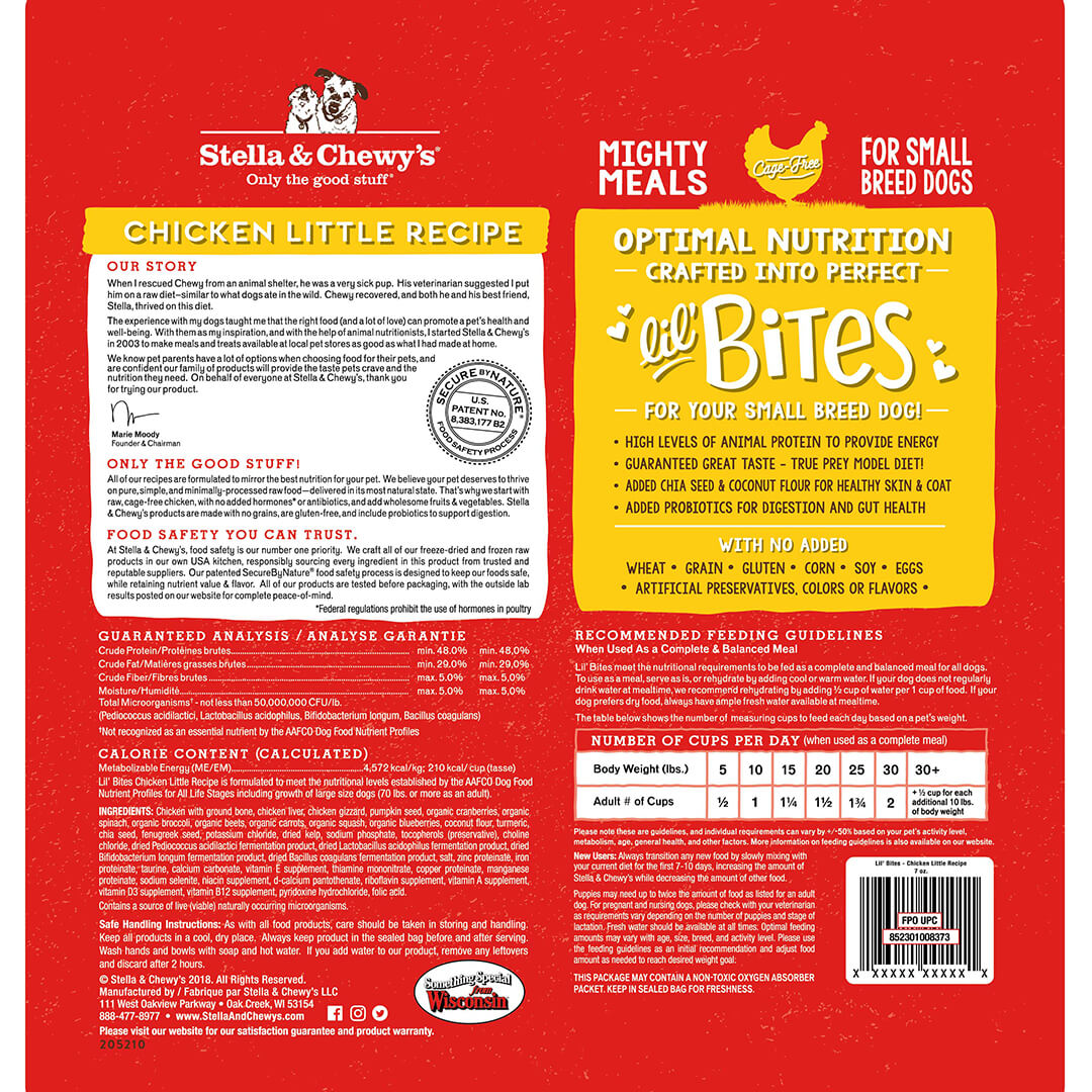 Stella & Chewy's -  Lil' Bites Chicken Little Recipe Small Breed Freeze-Dried Raw Dog Food
