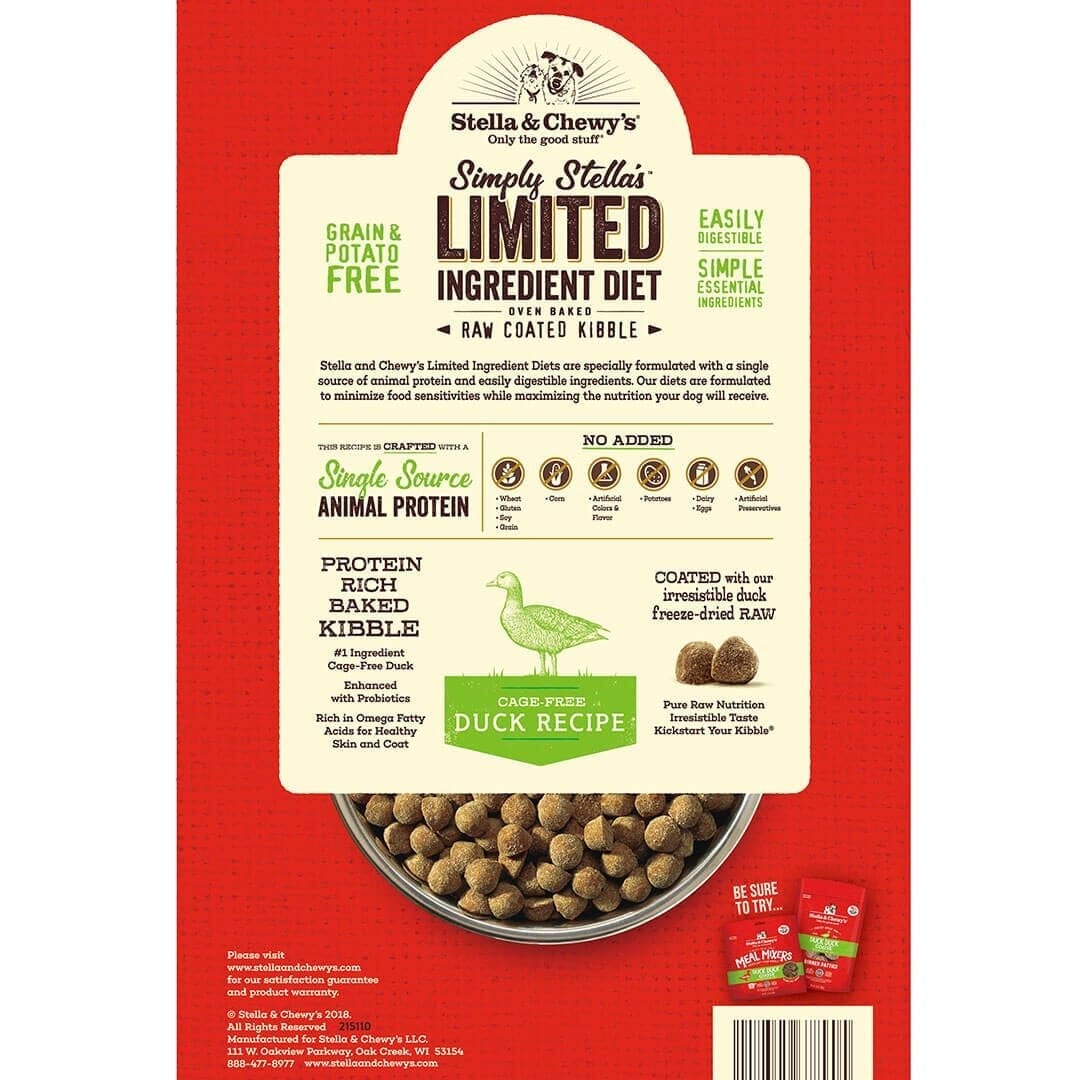 Stella & Chewy's - Simply Stella's Limited Ingredient Cage Free Duck Raw Coated Kibble (Dry Dog Food)