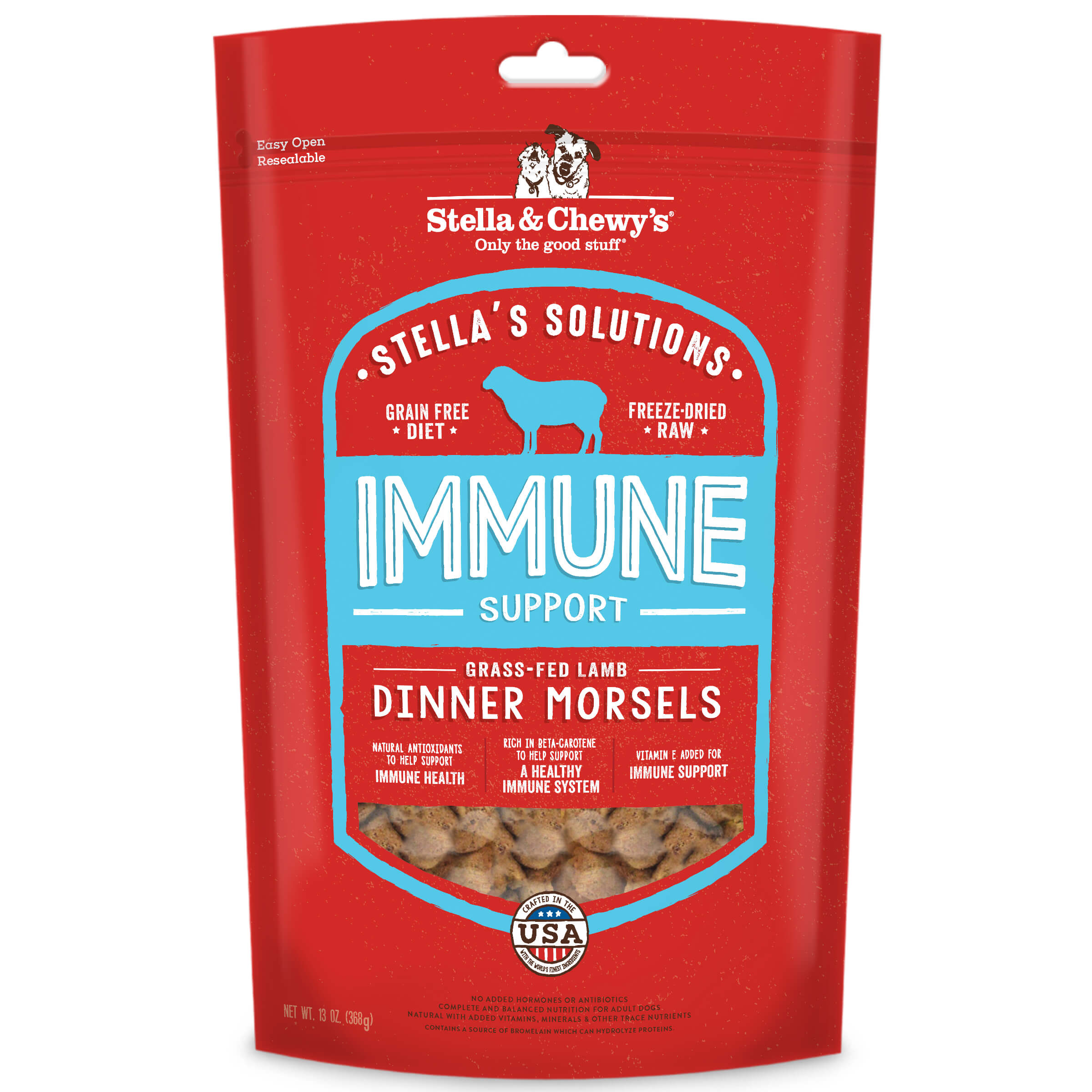 Stella & Chewy's -  Stella's Solutions Immune Boost Freeze-Dried Raw Grass-Fed Lamb Dinner Morsels (Adult Dogs)