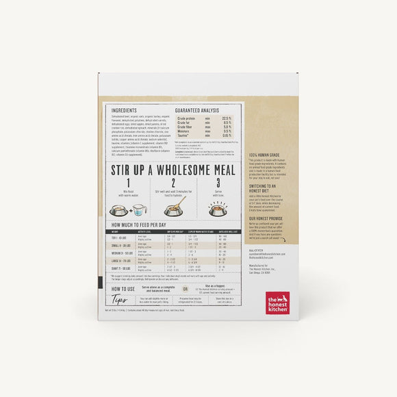 Honest Kitchen Powder The Honest Kitchen - Dehydrated - Whole Grain Beef Recipe (Dog Food ...