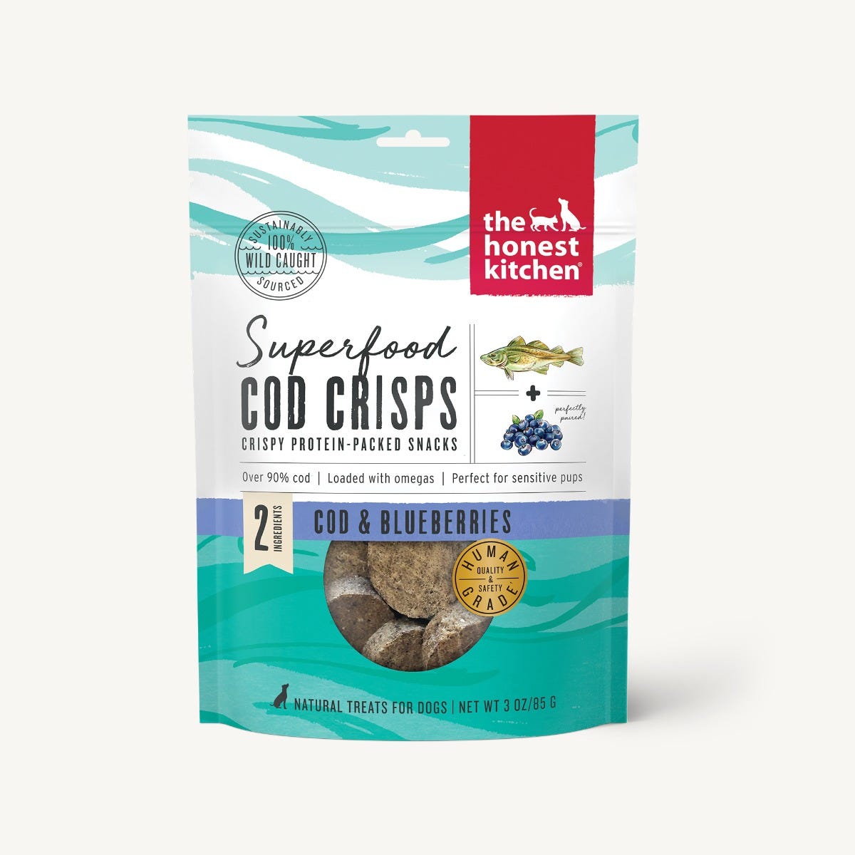 The Honest Kitchen - Superfood Cod Crisps - Cod & Blueberry