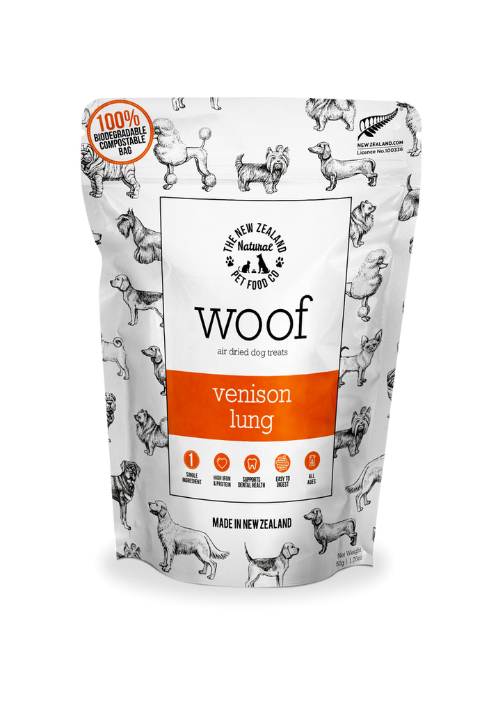 The NZ Natural Pet Food Co. | Woof | Air Dried Venison Lung | Dog Treats