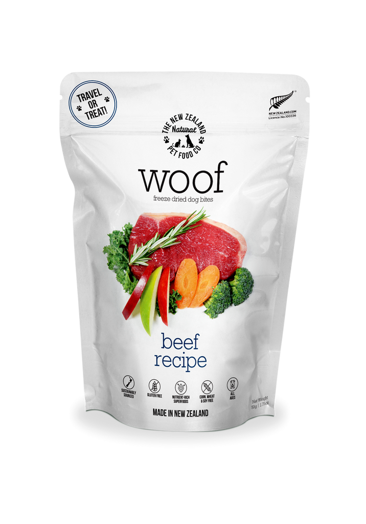 The NZ Natural Pet Food Co. | Woof | Freeze-Dried Beef Treats (For Dogs) | ARMOR THE POOCH