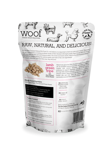 The NZ Natural Pet Food Co. | Woof | Freeze Dried Lamb Green Tripe | Dog Treat