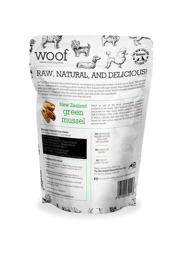 The NZ Natural Pet Food Co. | Woof | Freeze Dried New Zealand Green Mussel | Dog Treat
