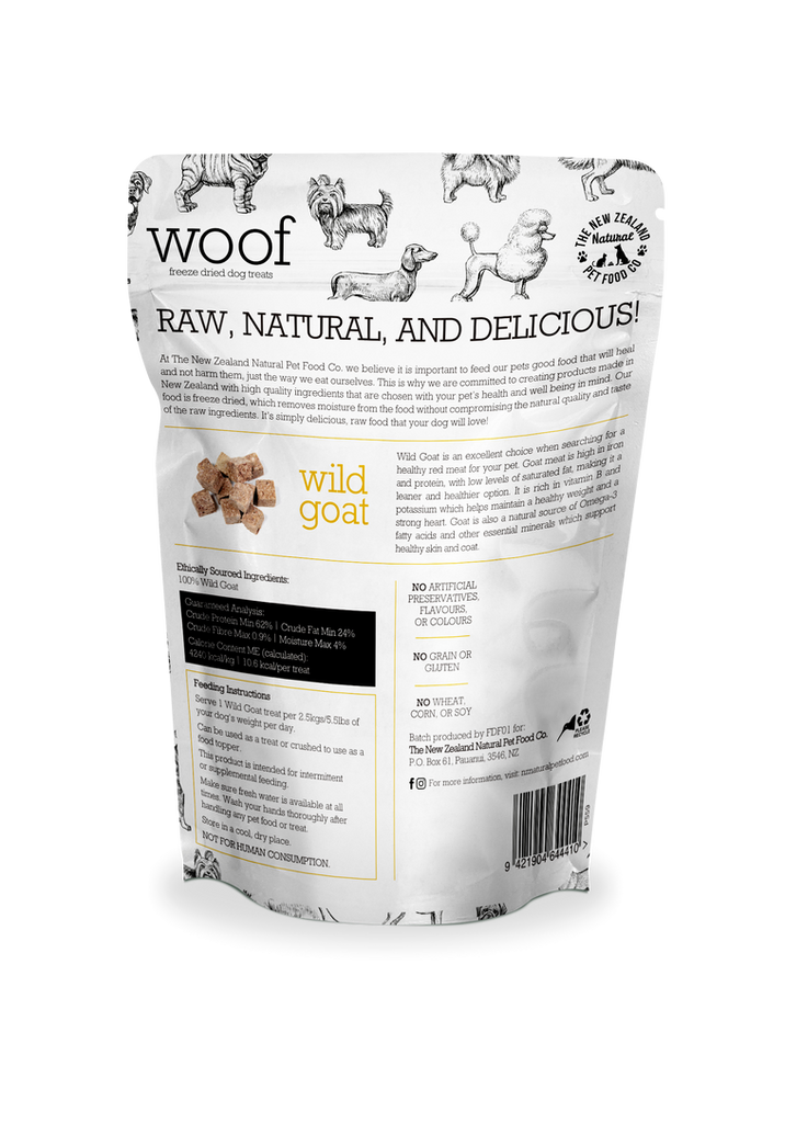 The NZ Natural Pet Food Co. | Woof | Freeze Dried Wild Goat | Dog Treats