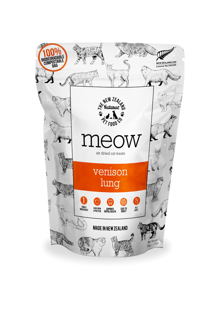The NZ Natural Pet Food Co. | meow | Aired Dried Venison Lung | Cat Treat