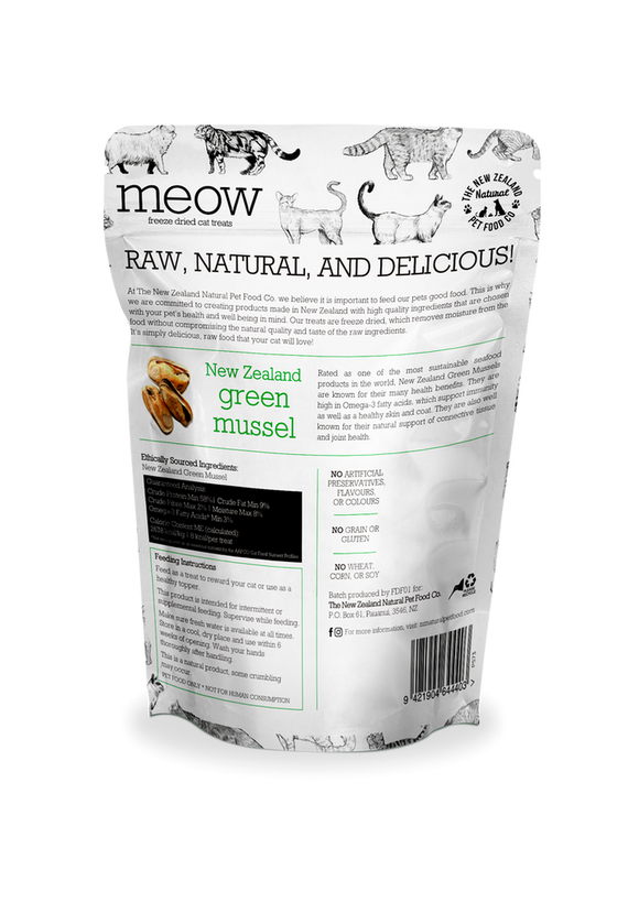 The NZ Natural Pet Food Co. | meow | Freeze Dried Green Mussel | Cat Treat