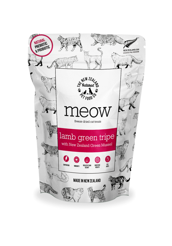 The NZ Natural Pet Food Co. | meow | Freeze Dried Lamb Green Tripe | Cat Treats