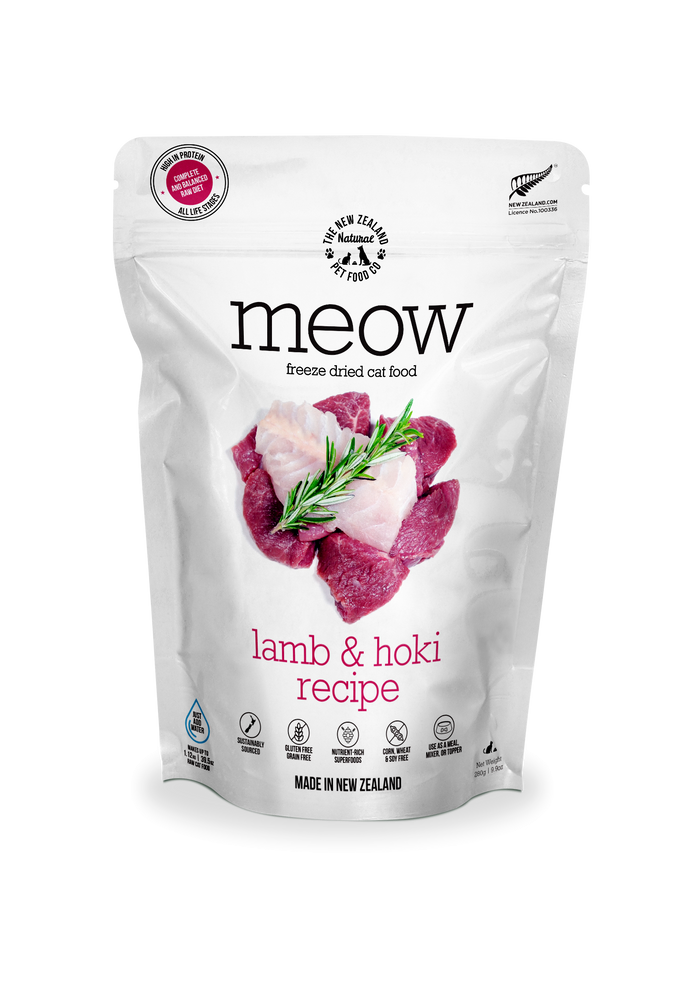 The NZ Natural Pet Food Co. | meow | Freeze Dried Lamb & Hoki Recipe (For Cats)| Pet Store Toronto