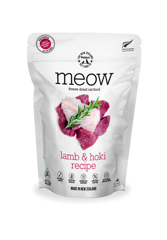 The NZ Natural Pet Food Co. | meow | Freeze Dried Lamb & Hoki Recipe (For Cats)| Pet Store Toronto