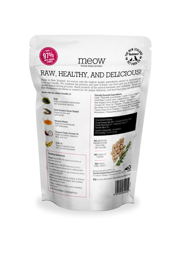 The NZ Natural Pet Food Co. | meow | Freeze Dried Lamb & Hoki | Cat Treat