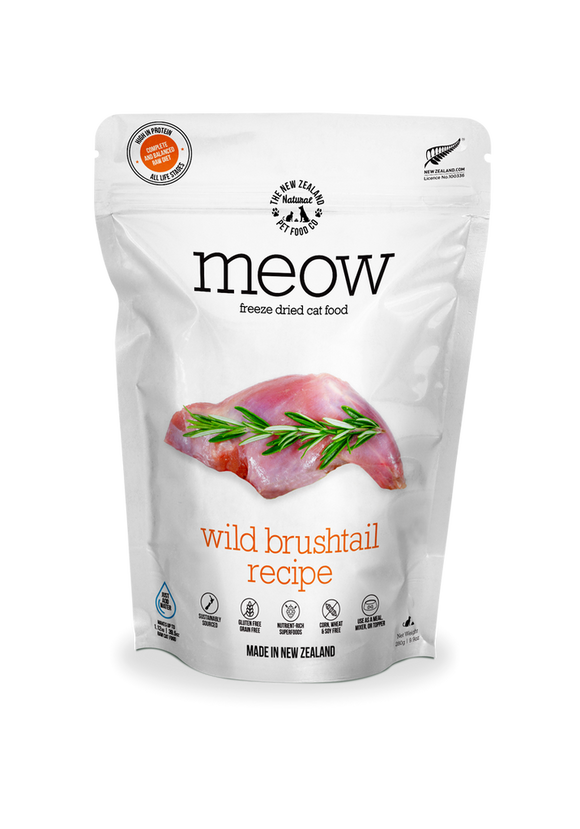 The NZ Natural Pet Food Co. | meow | Freeze Dried Wild Brushtail Recipe | Cat Food