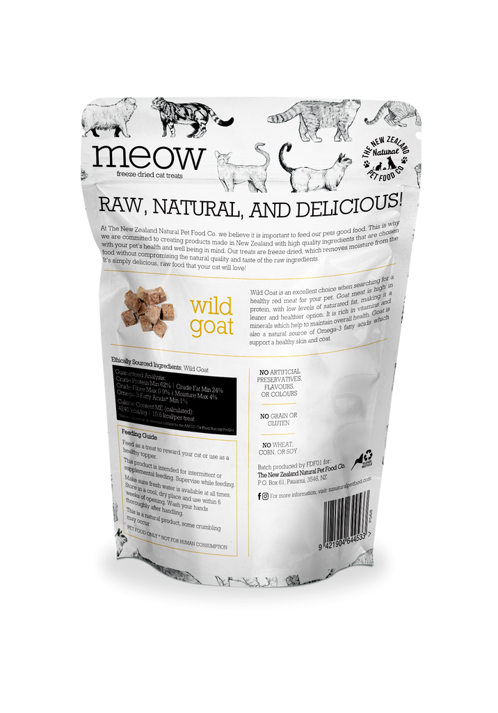 The NZ Natural Pet Food Co. | meow | Freeze Dried Wild Goat | Cat Treats