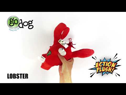 GoDog - Lobster Chew Guard Technology Animated Squeaker Plush Dog Toy-3